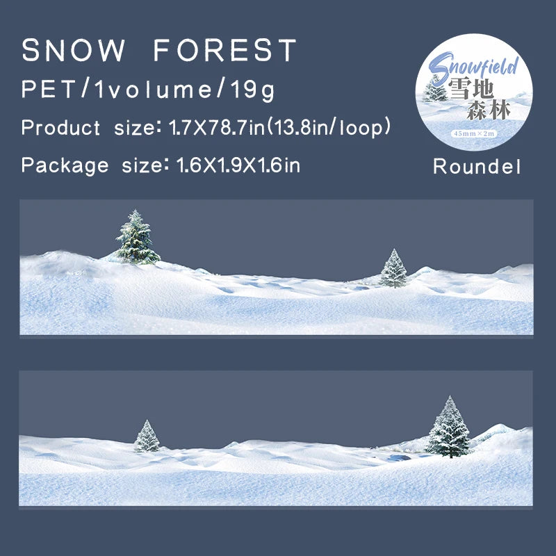 JIANQI 45mm*2m PET Winter snow scenery Tapes Stickers Creativity Hand Account Adhesive hand made Junk Journal Scrapbook Supplies