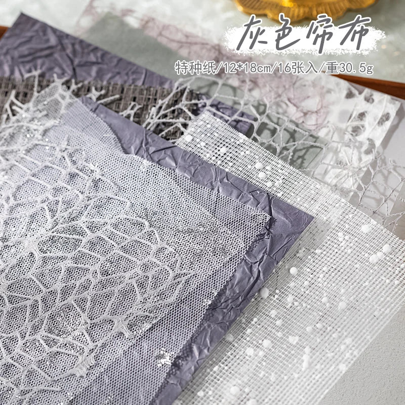 16pcs Vintage Mixed materials Lace paper Scrapbook Materials DIY Photo Album Collage Journal Creative Stationery Material paper