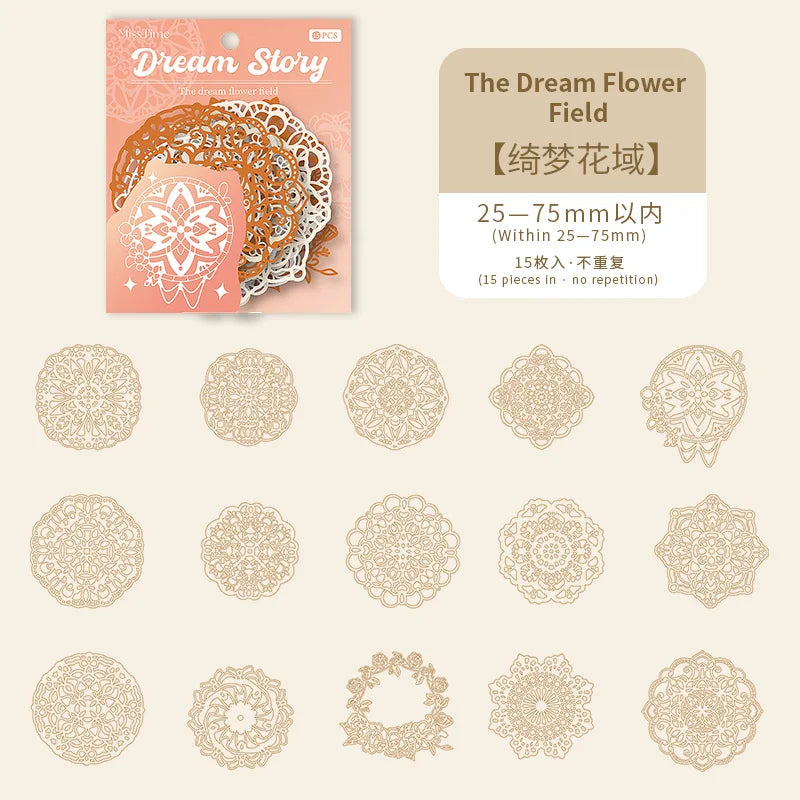 JIANQI 15 pcs Diy Scrapbooking paper Lace Decoration paper Hollow Card Collage material lomo cards DIY hand made craft paper