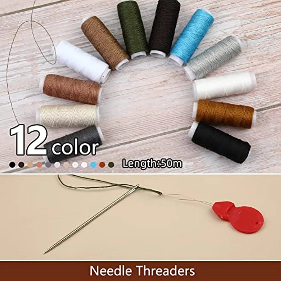 45Pcs Upholstery Repair Leather Sewing Kit for Shoes Sofa Tent Carpet Leather Craft DIY Seam Ripper, Sewing Thread Needle