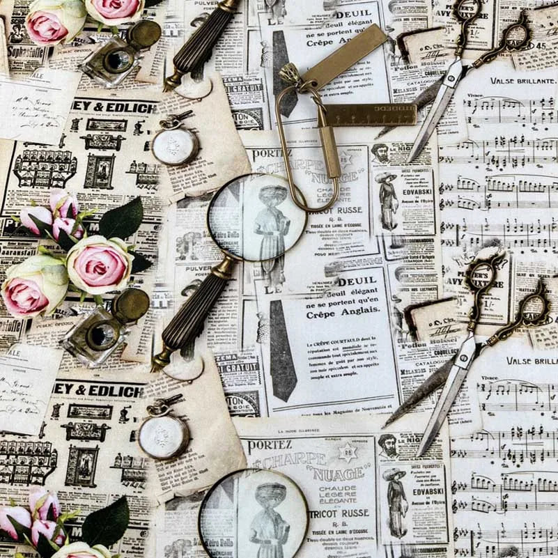 Newspaper Fabric Map Retro Vintage Digital Printed for Handmade DIY Sewing Accessories