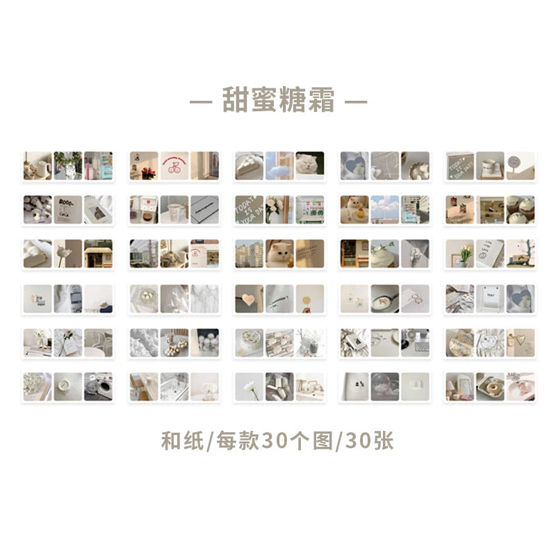 JIANQI 30pcs/pack 90patterns/pack Ins Material Stickers Book Scrapbooking Junk Journal Creative Stationery DIY Deco Stickers
