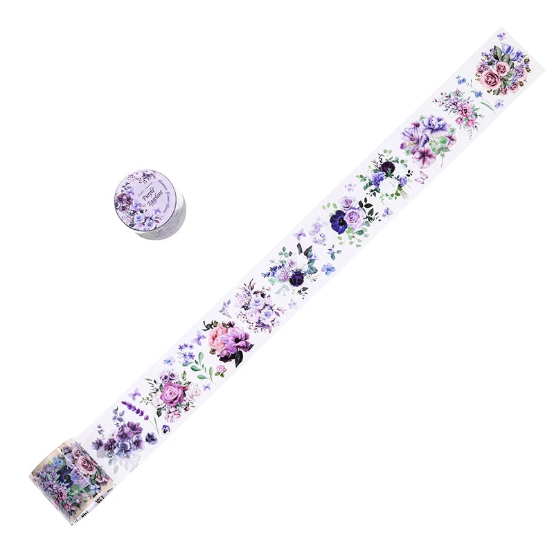 JIANQI 40mm*2m PET Flower Tape for Diary Scrapbooking DIY Deco Junk Journal Creative Stationery School Supplies Masking Tapes