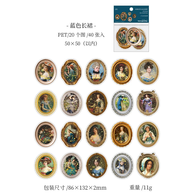 JIANQI 40 sheet Girl's Gallery Stickers Creative Scrapbooking Supplies Collage Junk Journaling Materials Crafts