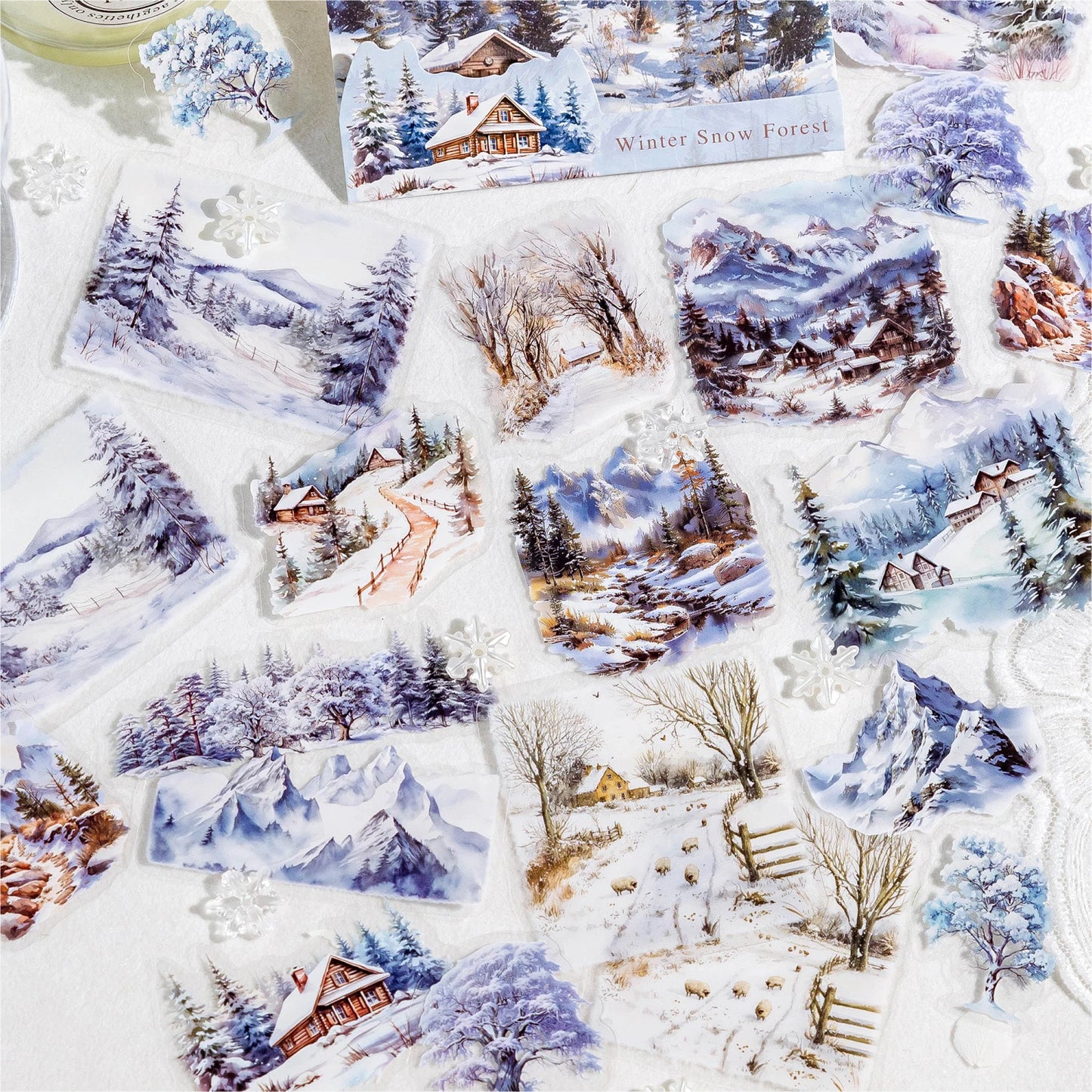 JIANQI 30 pcs/lot Beautiful scenery PET waterproof sticker Pack Retro Art decorative hand tent collage Scrapbooking supplies