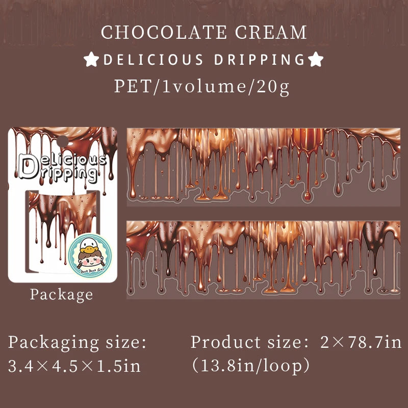 JIANQI 50mm*2m PET Delicious Dripping Tapes DIY Scrapbooking Decor Photo Album Collage Journalling Materials Aesthetics Stickers