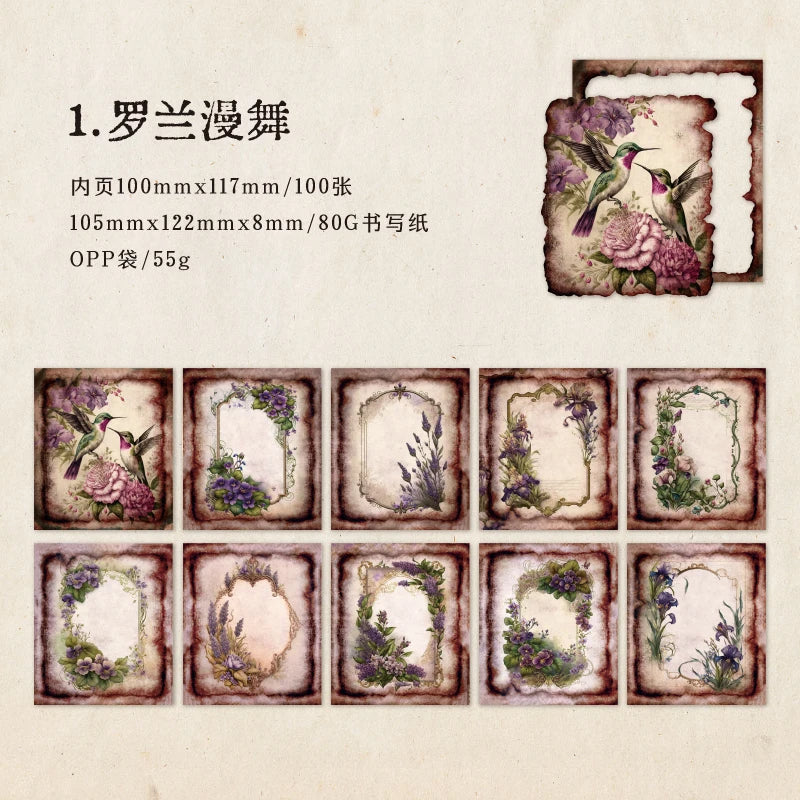 JIANQI 50pcs Vintage Materials Paper Garden Memory DIY Scrapbooking Deco Junk Journal Planner Collage Photo Album Craft Paper