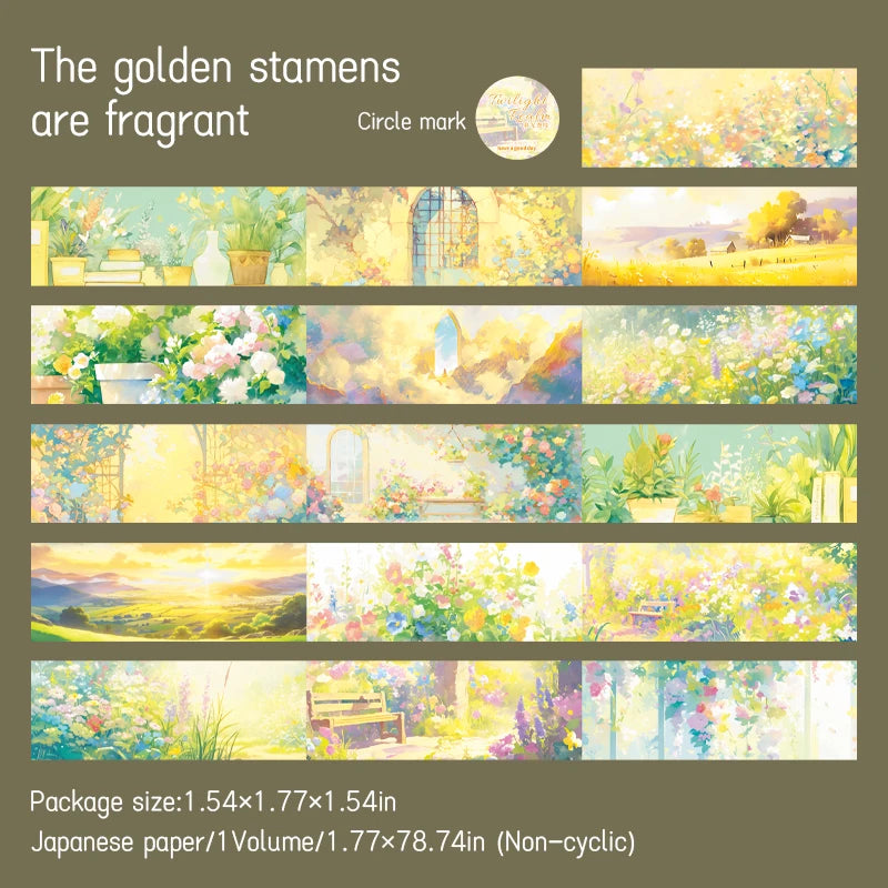 JIANQI 45mm*2m Beautiful scenery Tapes DIY Scrapbooking Decor Photo Album Collage Junk Journal Materials Aesthetics Stickers