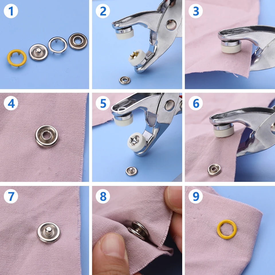Zxiixz 420PCS Colored Metal Buttons Snap Hollow Prong Press Studs for DIY Craft Supplies Bag Clothes