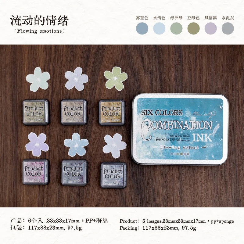 6 Pcs Colorfull Multicolor Ink Pad Set Student Planner Handmade Self Ink Stamp Inkpad School Accessories Stationery Supplies