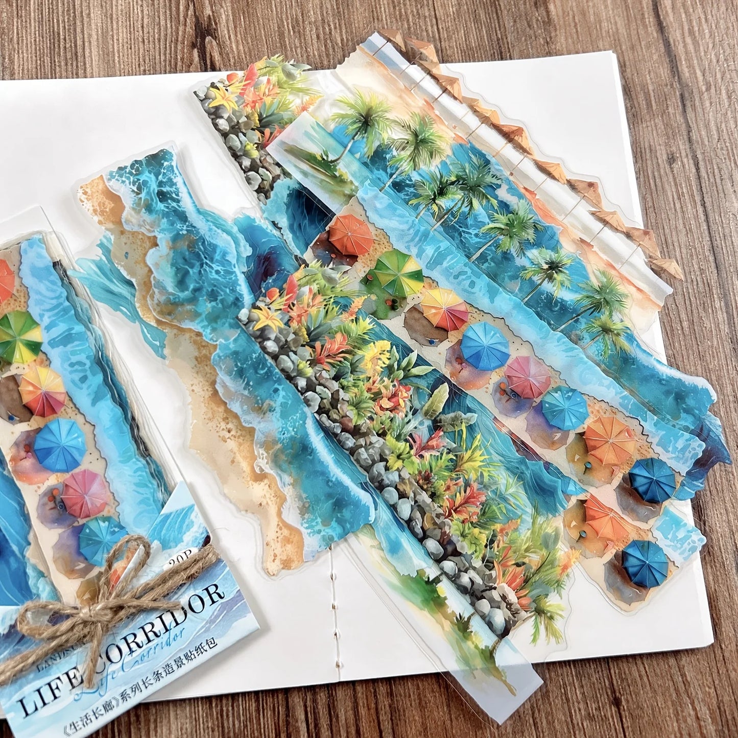 JIANQI 20pcs/pack European Retro Collage Strip Stickers DIY Collage Decoration Album junk journal Scrapbook PET Stickers