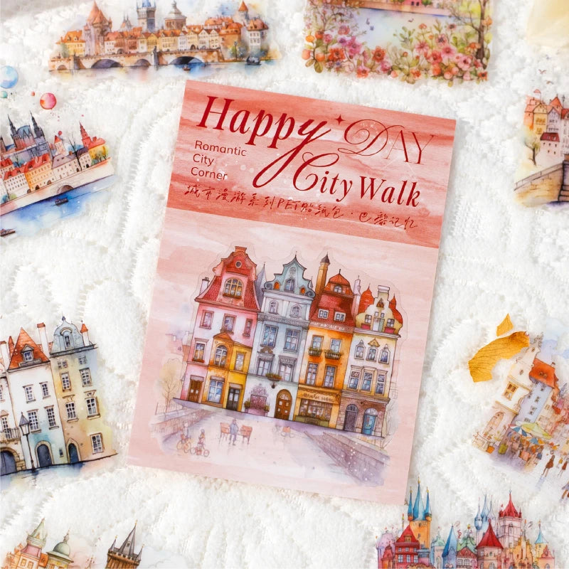 JIANQI 30pcs city Landscape Material Stickers Scrapbooking Junk Journal Creative Stationery DIY Deco Stickers School Supplies
