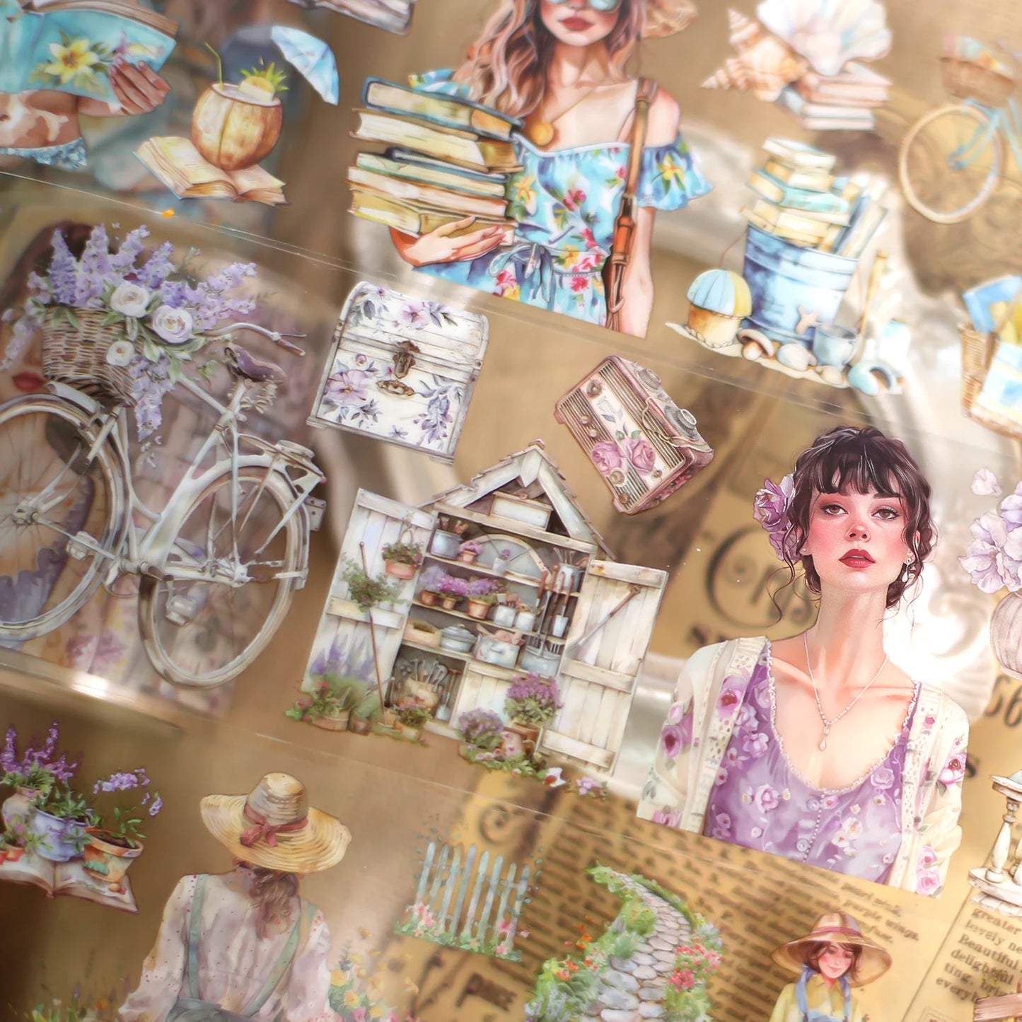 JIANQI 60mm*2m PET Girl's life Tapes Sticker Decorative collage Adhesive Diy Scrapbooking hand made Masking tape Stickers