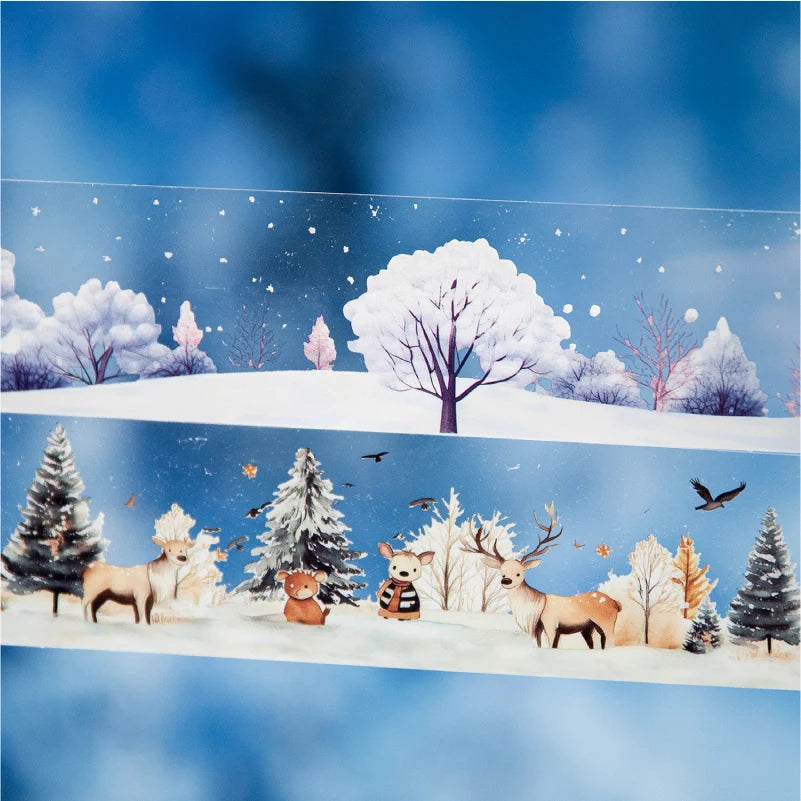 JIANQI 38mm*2m PET Winter snow scenery Tapes DIY Scrapbooking Decor Photo Album Collage Journalling Materials Aesthetics Sticker