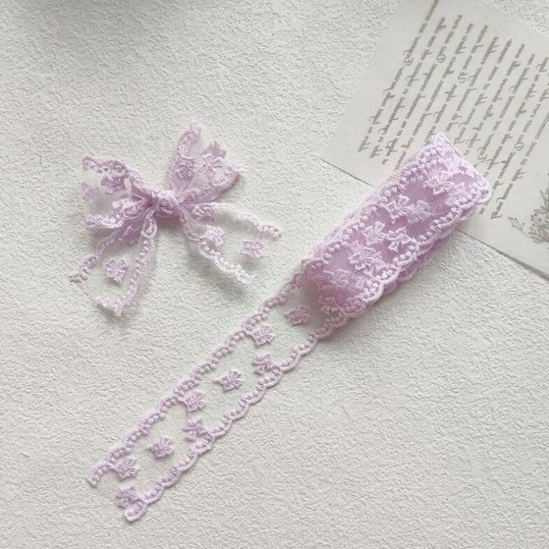2Yards Flowers Embroidery Wavy Edge Lace Ribbon Hair DIY Headwear Bow Crafts Sewing 40MM