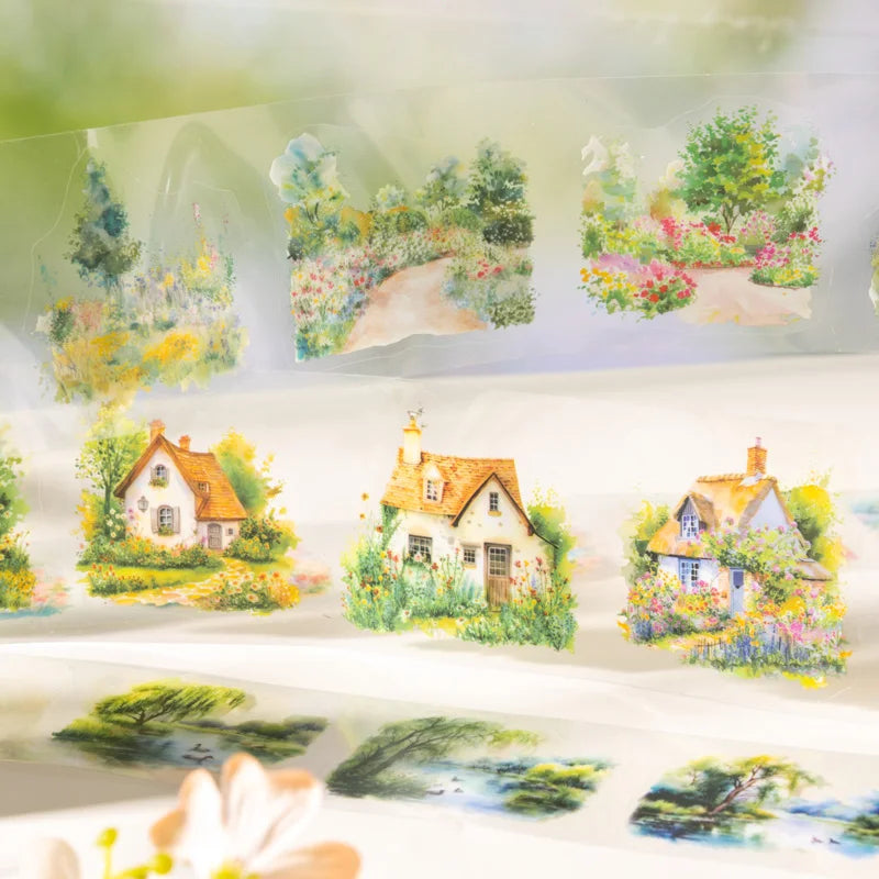 JIANQI 60mm*2m PET Tapes Chunri Park DIY Scrapbooking Decor Photo Album Collage Junk Journal Materials Aesthetics Stickers