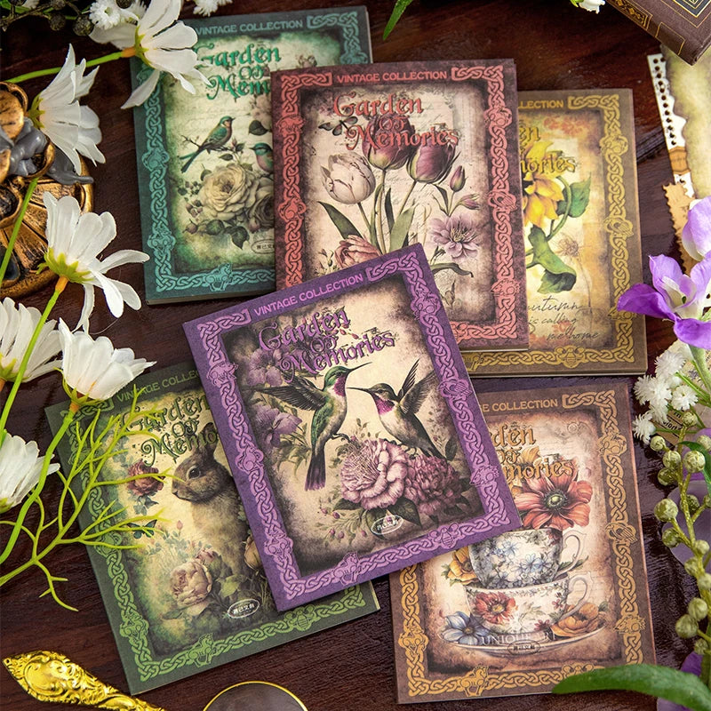 JIANQI 50pcs Vintage Materials Paper Garden Memory DIY Scrapbooking Deco Junk Journal Planner Collage Photo Album Craft Paper