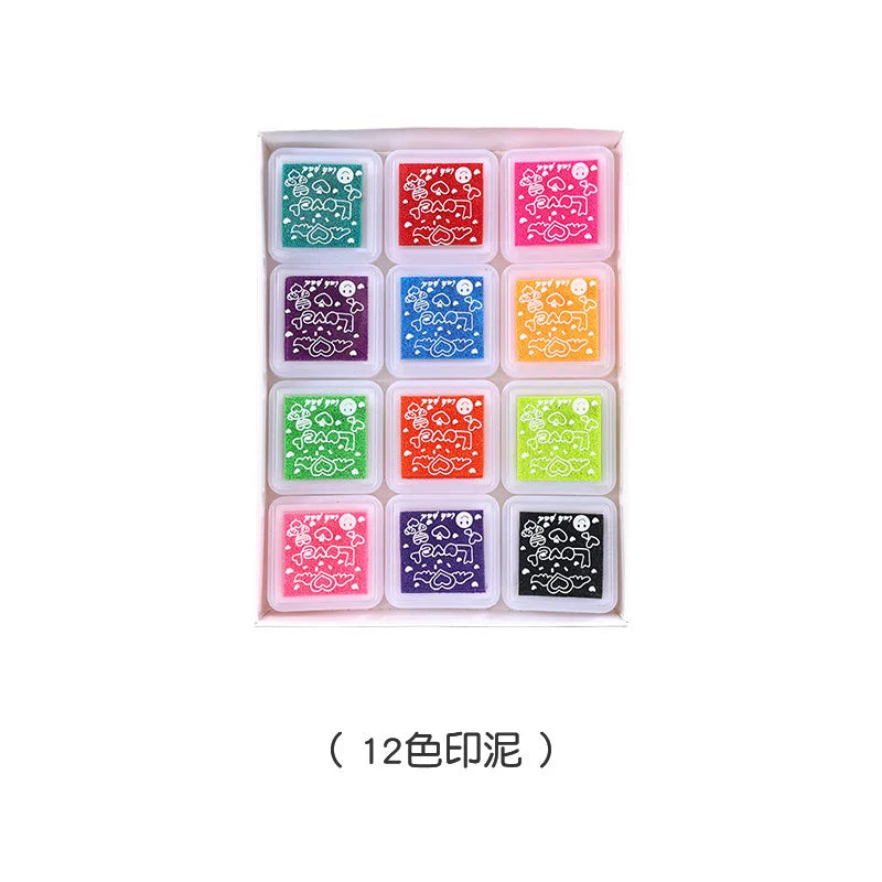 3cm*3cm 12/24Colourful Pads Multi-colored Stamp Pads Creative Rainbow Inkpad Rubber Stamp Oil for DIY Craft Scrapbooking Ink Pad