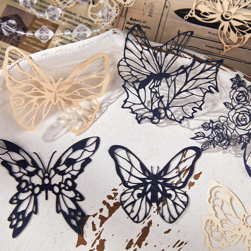 JIANQI 15 pcs Diy Scrapbooking paper Lace Decoration paper Hollow Card Collage material lomo cards DIY hand made craft paper