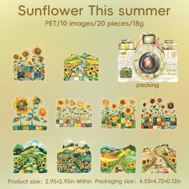 20pcs Four Seasons Scenery Beautiful Landscape Sticker Junk Journal DIY Scrapbooking School Supplies Collage Stationery Stickers