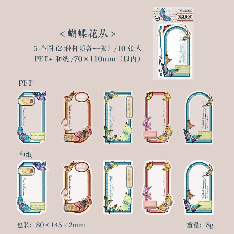 10 pcs Vintage Flowers Plant Labels Stickers Diy Plant Diary Album Scrapbooking Planner hand made Collage material