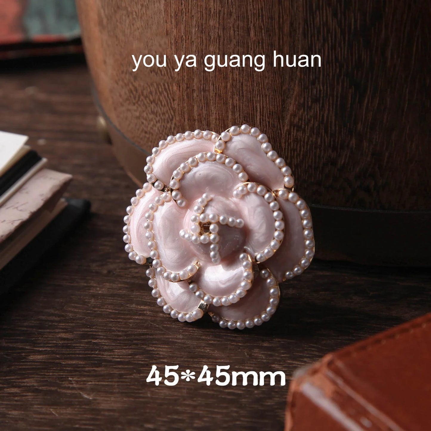 JIANWU Camellia Beauty Series Vintage Pearl Flower Landscaping Material Metal Clip Creative DIY Journal Stationery