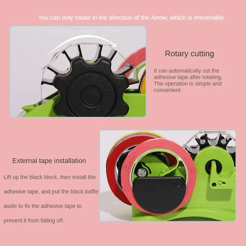 Semi-Automatic Tape Dispenser Multi-roll Cutting Reusable Thermal Tape Dispenser with Compartment for Thermal Transfer Tape