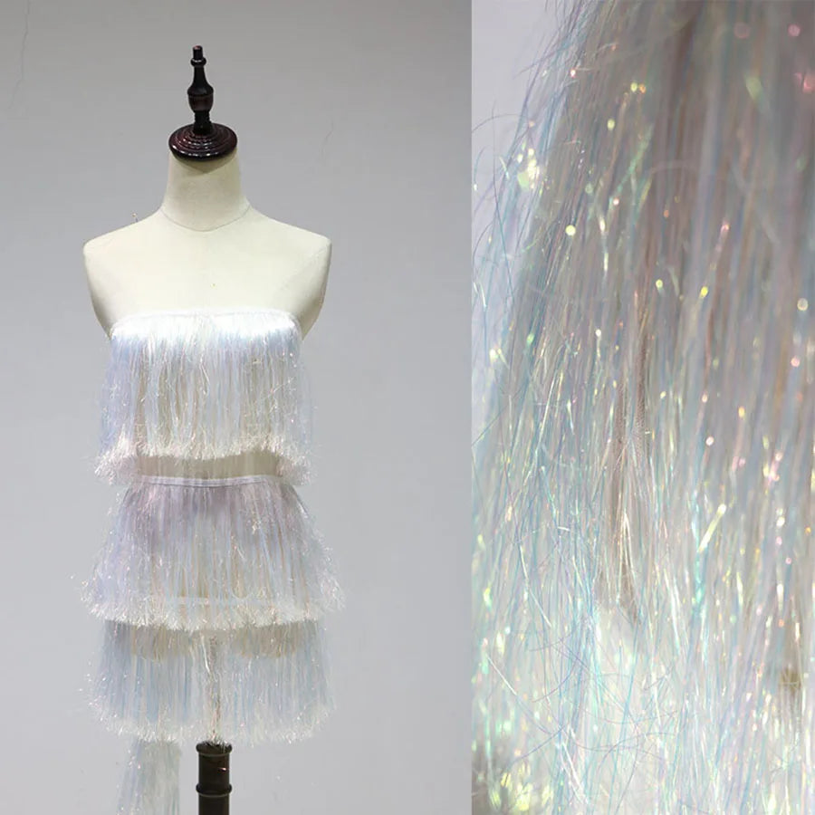 1 Yard Multi-color Tassel Decorative Skirt Tassel Fabric Gradient Latin Dance Row Beard Lace 20CM