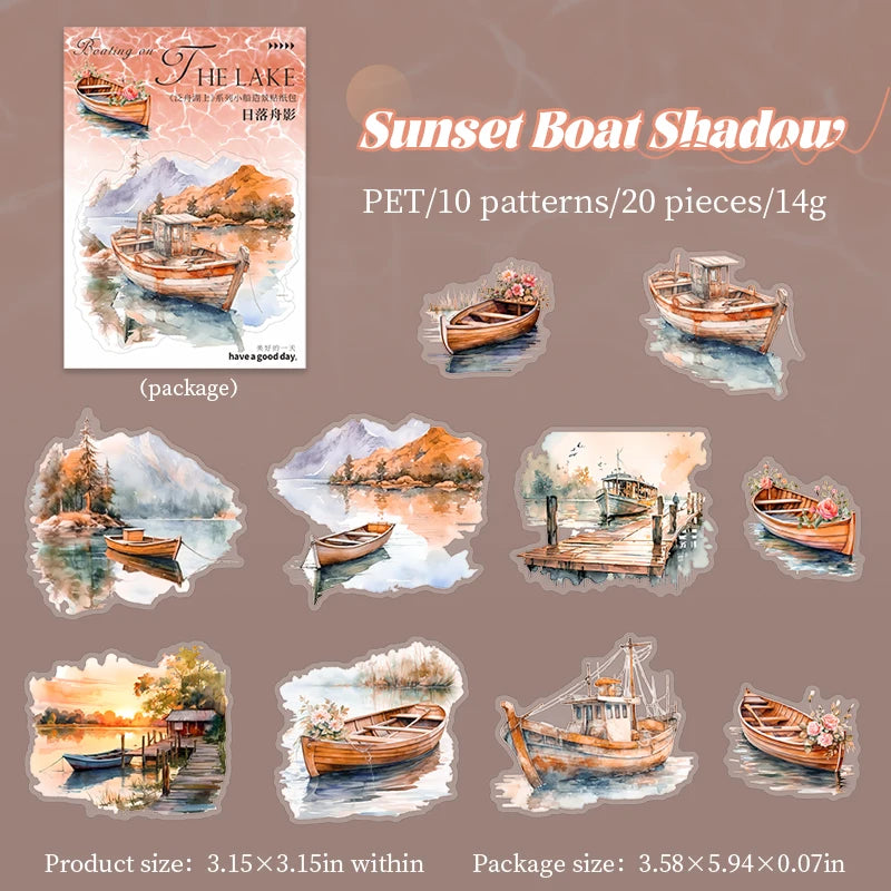 JIANQI 20pcs Water landscape Sticker Pack Junk Journal DIY Scrapbooking Supplies Collage School Stationery Stickers