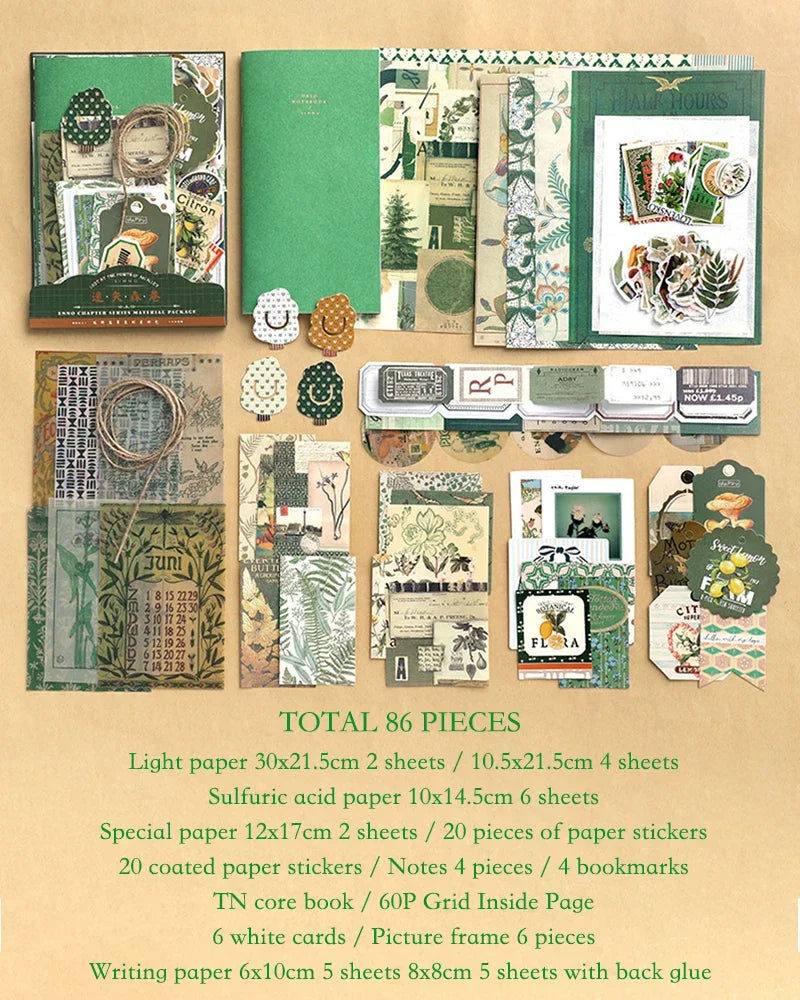 Journal 86pcs/pack DIY Scrapbooking Pack Collage Junk Journal Decor Stickers Materials Paper Combo Kit Aesthetics Stationery