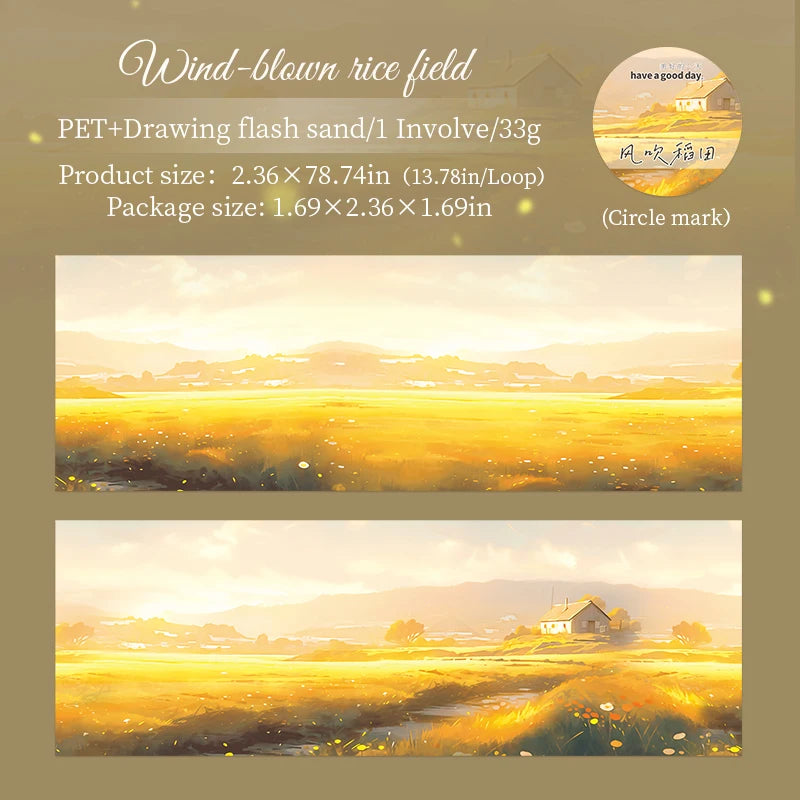 JIANQI 60mm*2m PET Tapes Beautiful sceneryStickers Decor Junk Journal DIY Scrapbooking School Supplies Collage Stationery Tapes