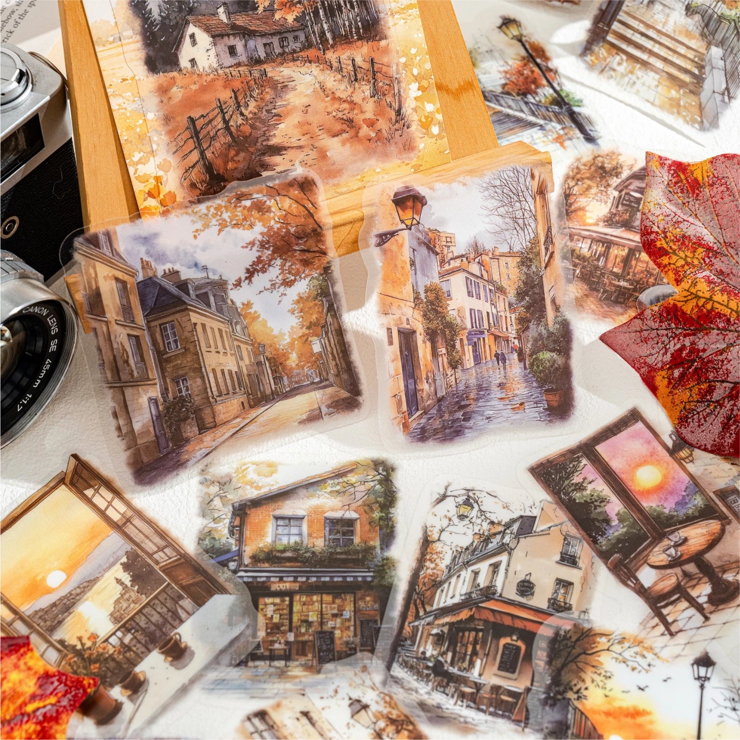 15 pcs Large size Street Walk Landscape Sticker Pack Junk Journal DIY Scrapbooking School Supplies Collage Stationery Stickers