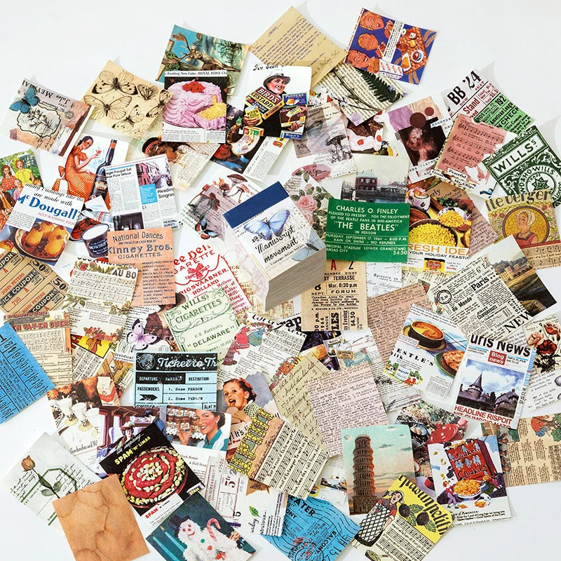 JIANQI 400 pcs Craft Vintage Scrapbooking Paper Kawaii Art Junk Journal Deco Sticker Natural Collection DIY Material Paper