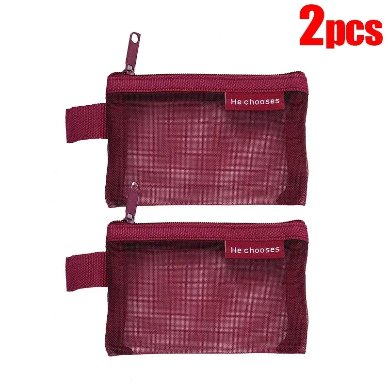 Mini Square Mesh Storage Bag Portable Money Earphone Data Cable Chargers Bag ID Credit Card Holder Zipper Pouch Travel Organizer