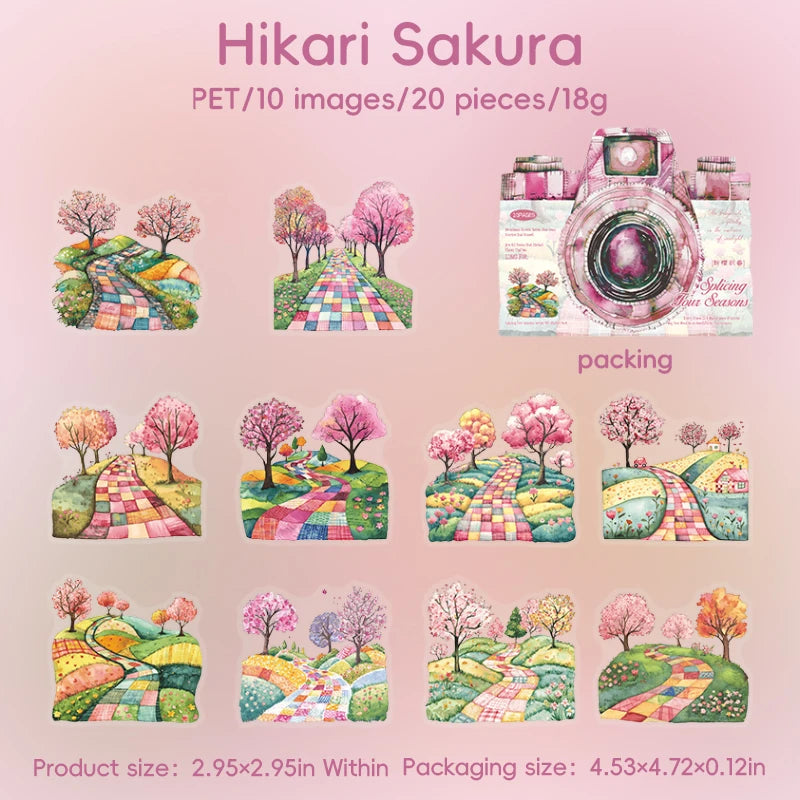 20pcs Four Seasons Scenery Beautiful Landscape Sticker Junk Journal DIY Scrapbooking School Supplies Collage Stationery Stickers