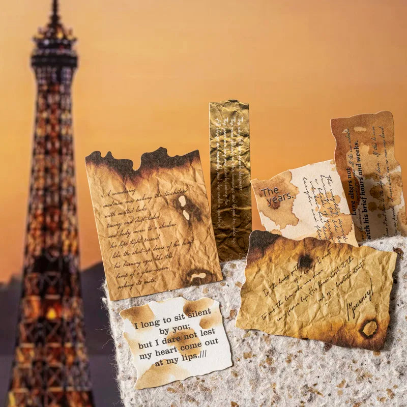 JIANQI 30 Sheets kraft paper Stickers Letter to Paris Decorative handmade Scrapbooking Material Diary Album Craft Supplies