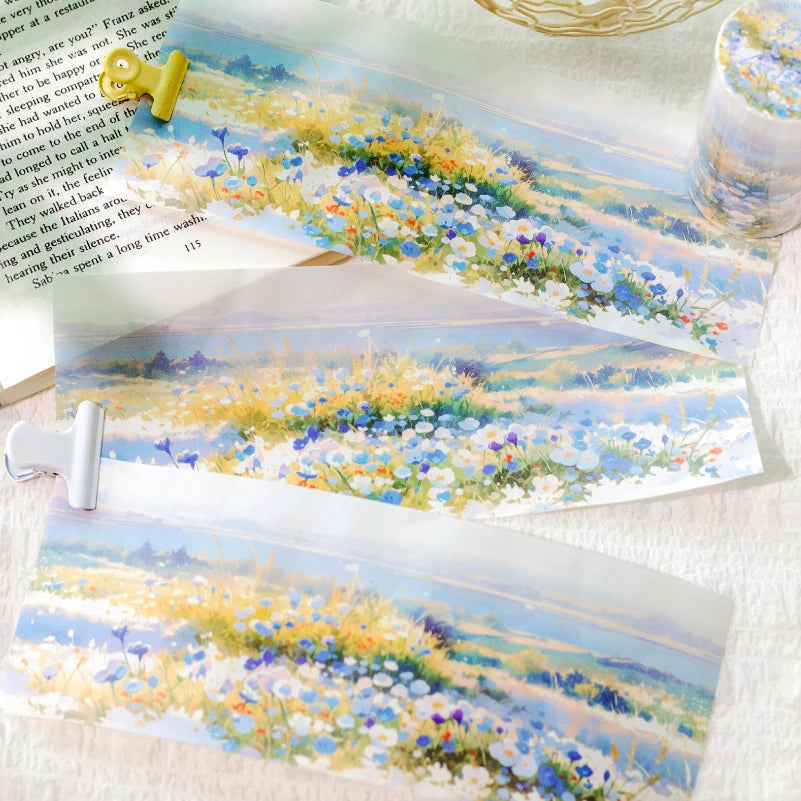 JIANQI 74mm*2m PET Tapes Spring Flower Sea DIY Scrapbooking Decor Photo Album Collage Junk Journal Materials Aesthetics Stickers