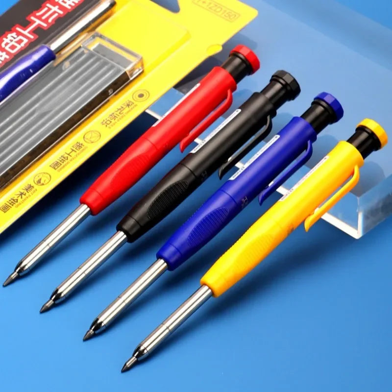 2.8mm Carpenter Mechanical Pencil with Sharpener for Woodworking Construction Long Head Carpenter Pencil Cute Stationery