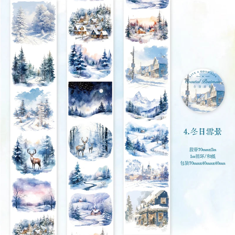 JIANQI 70mm*2m Beautiful scenery series tape PET Material Scrapbooking Stickers Stationery Supplies Decorative DIY Sticker