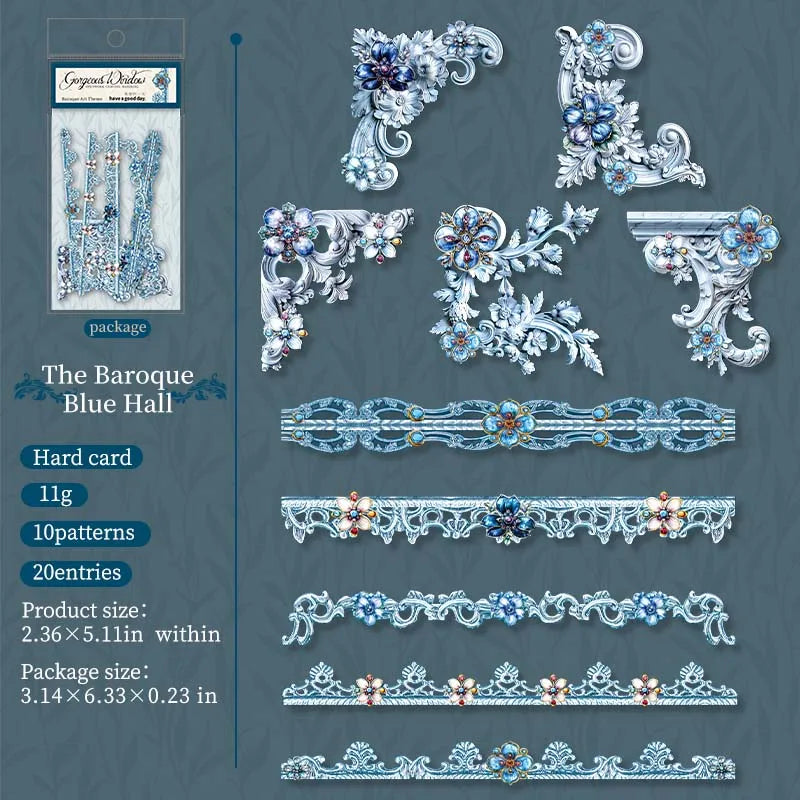 JIANQI 20pcs Strip Corner Sticker Pack baroque style Junk Journal DIY Scrapbooking School Supplies Collage Stationery Stickers