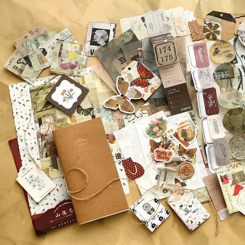Journal 86pcs/pack DIY Scrapbooking Pack Collage Junk Journal Decor Stickers Materials Paper Combo Kit Aesthetics Stationery