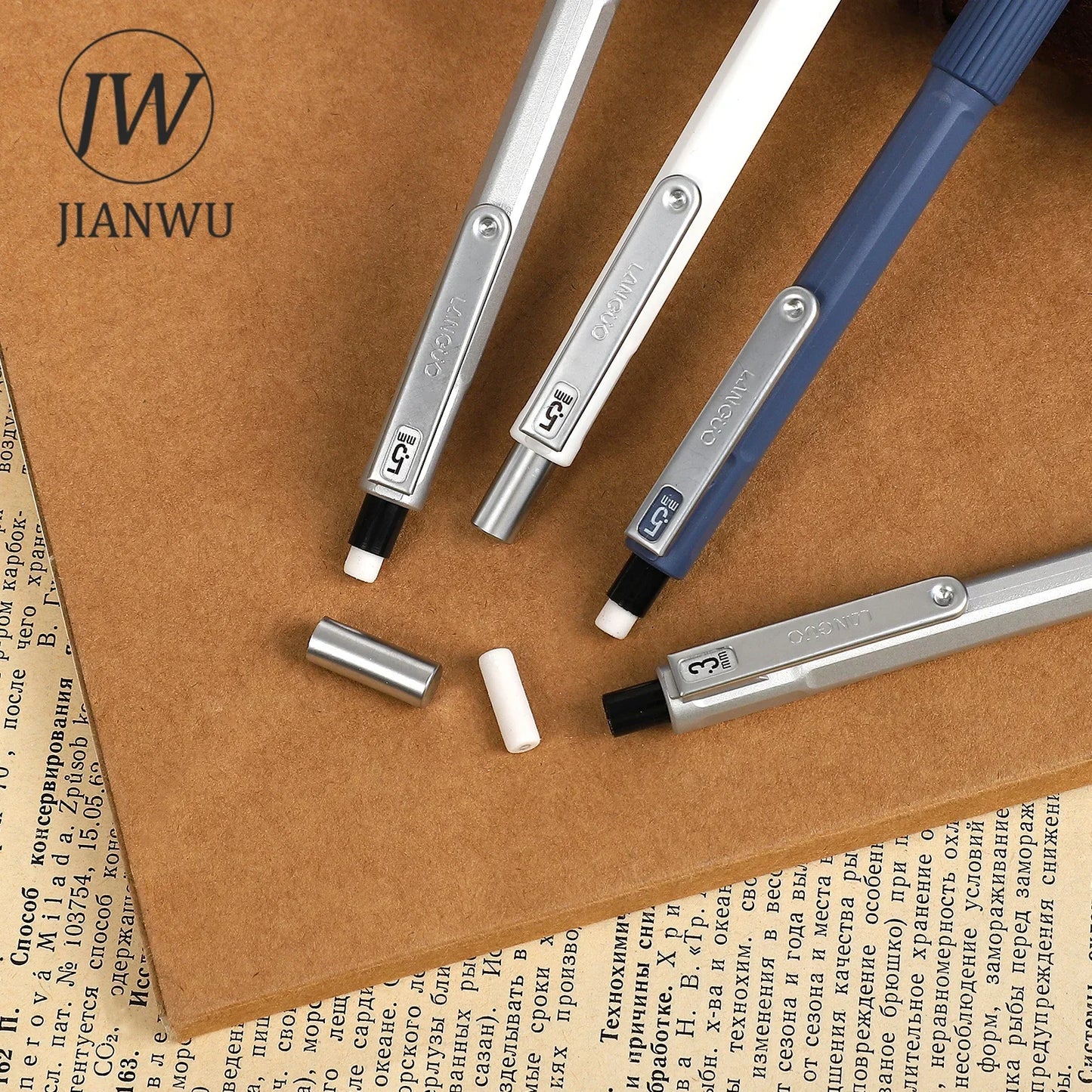 JIANWU Low Center of Gravity Metal Drawing Mechanical Pencil Material Collage Pencil CreativeJournal Student Supplies Stationery