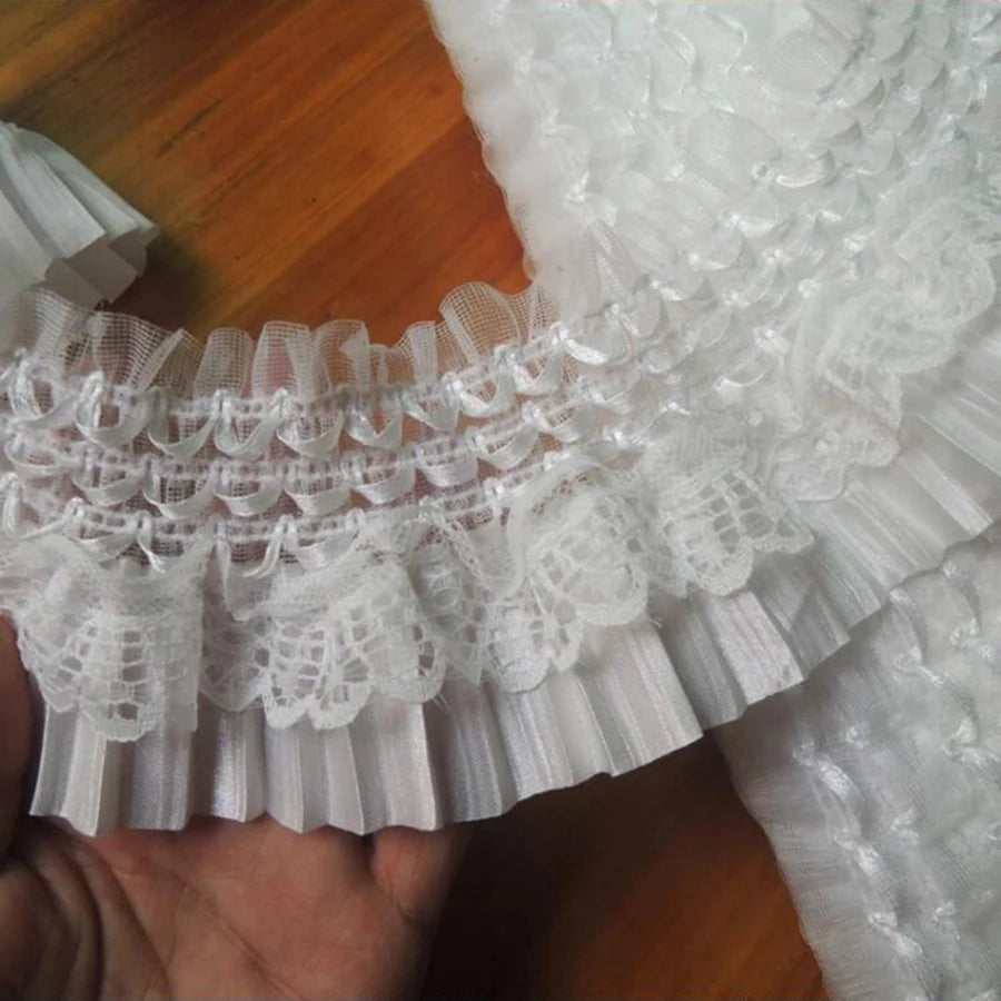 1Yard Elastic Lace Fabric DIY Sewing Applique Ruffle Craft Decoration 7CM Wide