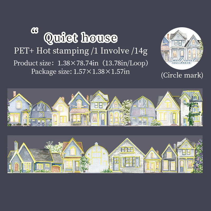 JIANQI 40mm*2m PET Tapes Rural houses DIY Scrapbooking Decor Photo Album Collage Junk Journal Materials Aesthetics Stickers