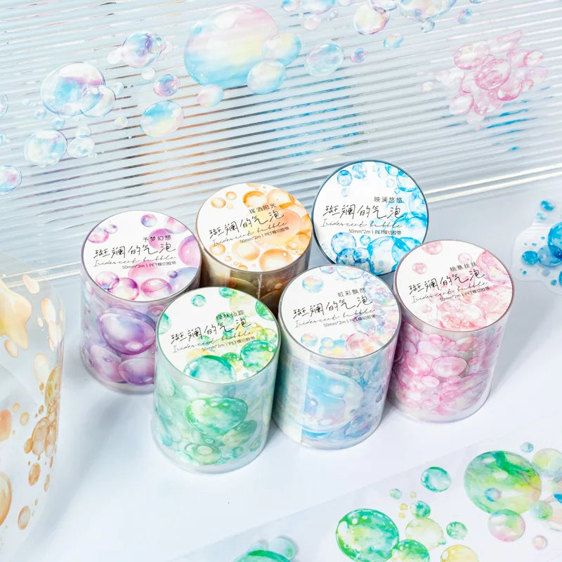 JIANQI 50mm*2m PET Bubble Tape Stickers Creativity Scrapbooking Hand Account Adhesive hand made Diy Junk Journal Craft Supplies