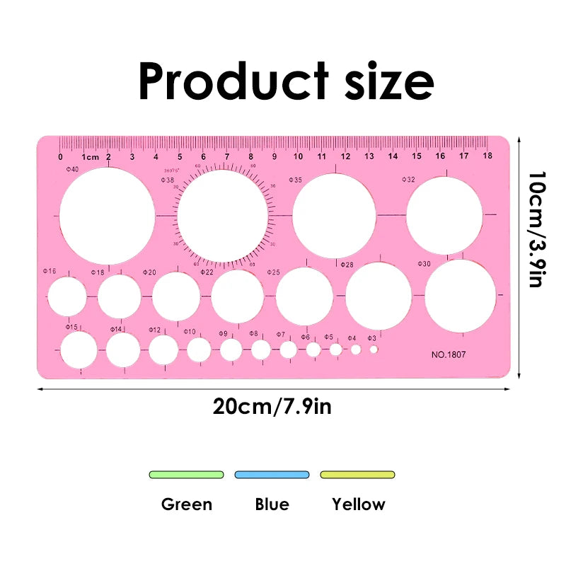 1Pcs 18cm Drawing Stencil Mechanical Ruler DIY Quilling Ruler Rulers Round Template Circle Size Template Ellipse Drafting