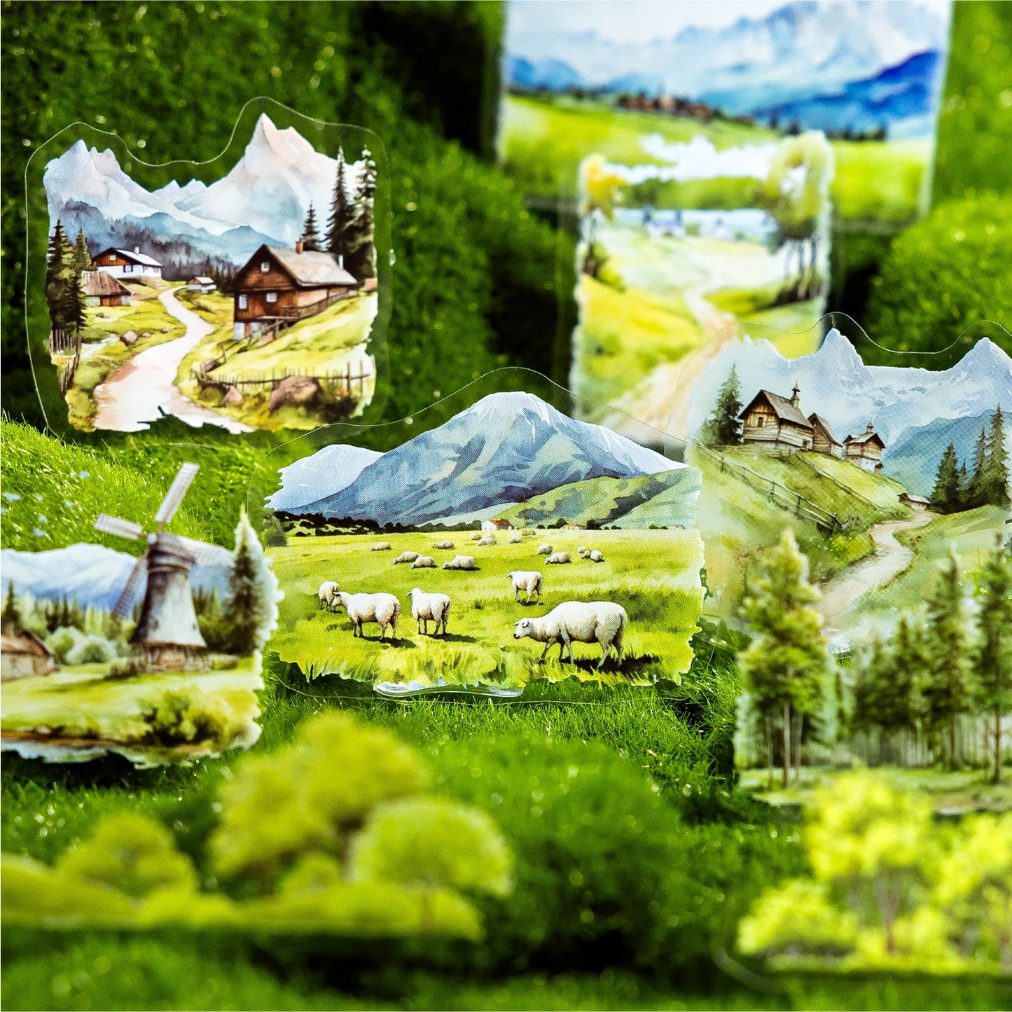 JIANQI 30 pcs/lot Beautiful scenery PET waterproof sticker Pack Retro Art decorative hand tent collage Scrapbooking supplies