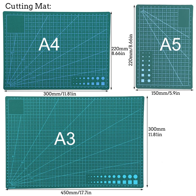 A5/A4/A3 PVC Leather Craft Tool Cutting Mat DIY Double-Sided Self-Healing Mat Bottom Plate Cutting Tool Set with Hammer
