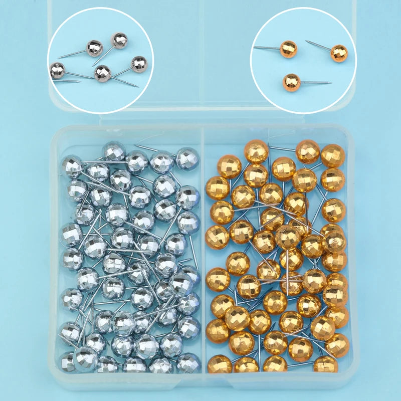 Portable DIY Round Metal Positioning Fixing Head Pins Needle DIY Clothing Sewing Crafts Accessories Bead Pin with Storage Box