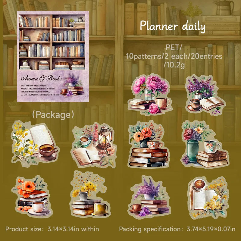 JIANQI 20pcs Vintage Deco Stickers Stationery supplies Diy Junk Journal Hand made Planner Collage material Scrapbooking supplies